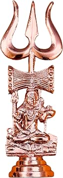 Shiv Ji Trishul Damru Statue Hindu Trident Symbol Table Decorative for Car Dashboard, Office & Home