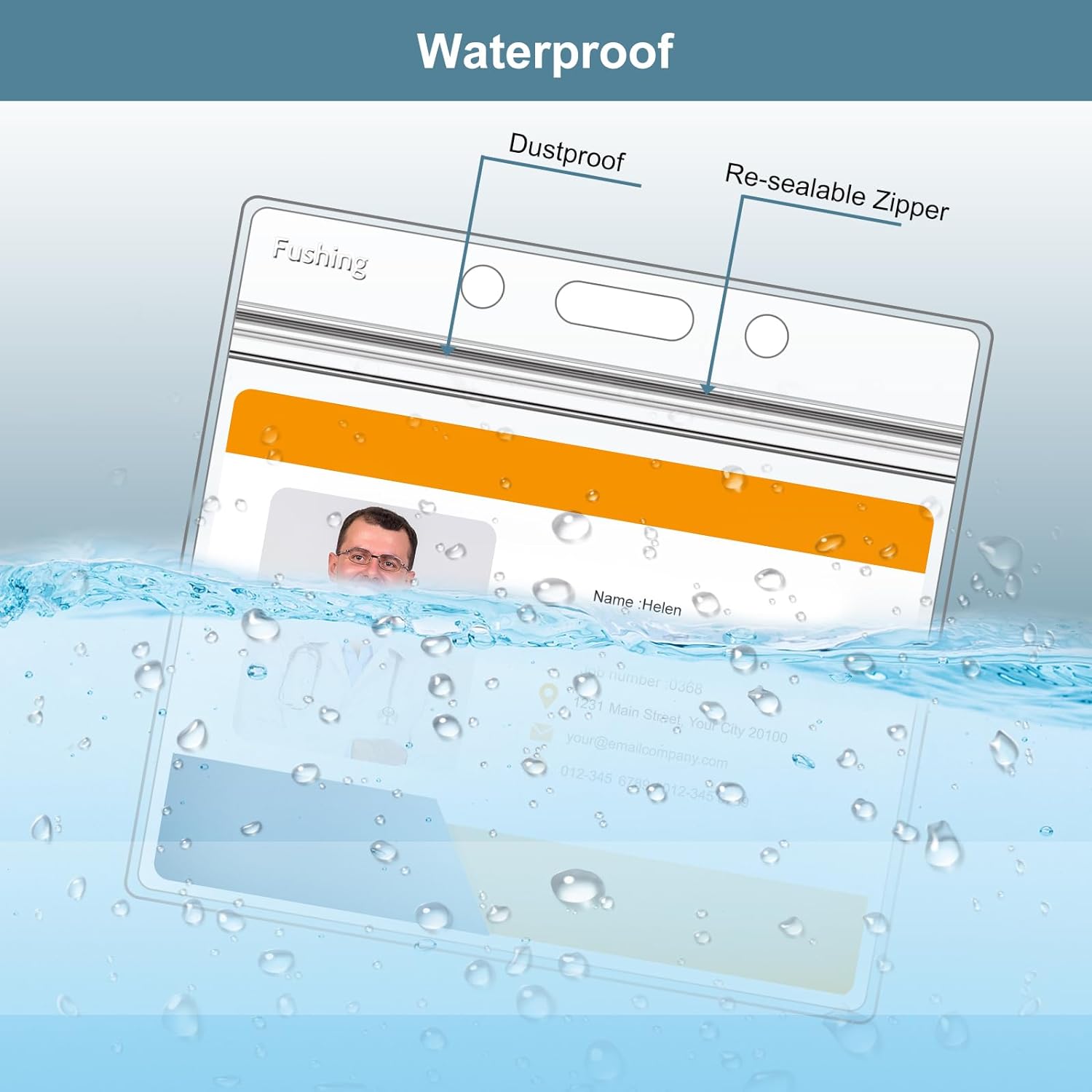 3x4 Inch Name Badge Holders - Fushing Clear Plastic Horizontal Name Tag Badge ID Card Holders for 3 x 4 Inch Name Badge Inserts or Name Tag Inserts (100) - Image 3