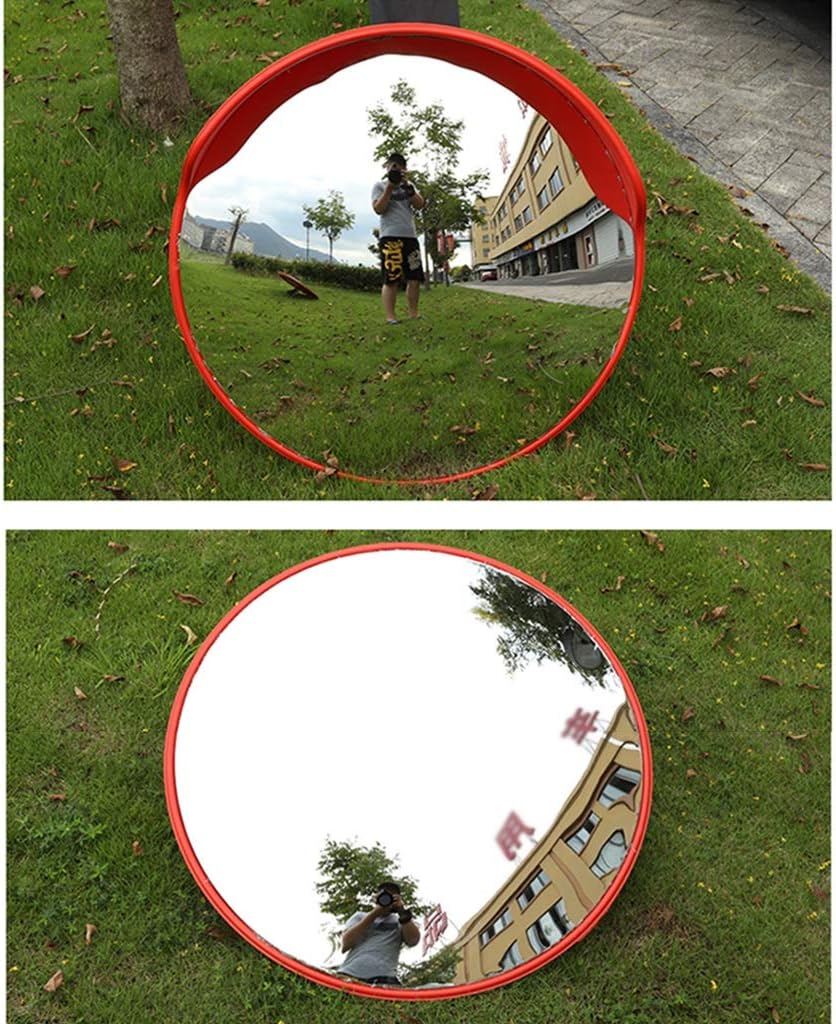 Blind Spot Mirrors Highway Traffic Mirror Red Plastic Spherical Mirror Garage Reflective Wide-Angle Lensroads Sidewalk Safety Mirror/100Cm