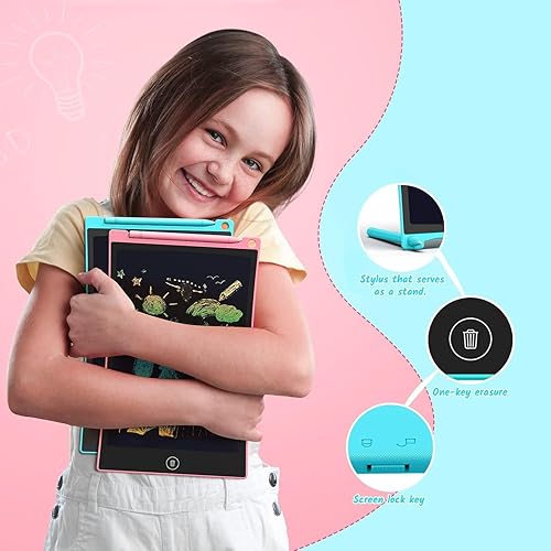 Miniatura 2 de TECJOE Paquete de 2 Tabletas de Escritura LCD, Tableta de Dibujo Pizarra de Garabatos Colorida de 10 Pulgadas para Niños, Juguetes de Aprendizaje