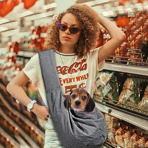 Miniatura 7 de AOFOOK - Portamascotas para perros y gatos, con correa de hombro acolchada ajustable y bolsillo de malla, para paseos al aire libre