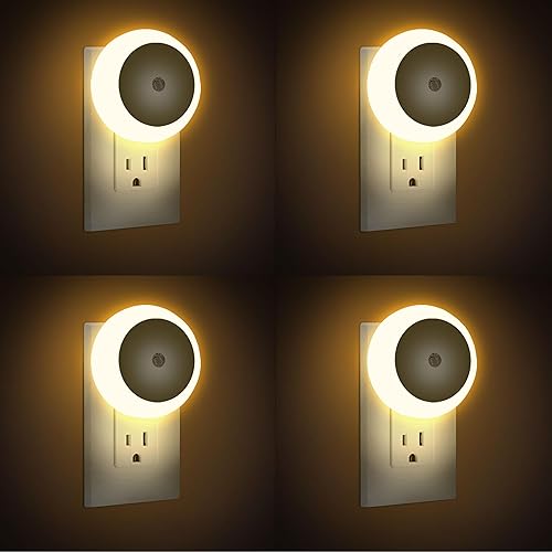 Miniatura 1 de Luces nocturnas LED, lámpara de noche enchufable en la pared, paquete de 4, sensor de atardecer a amanecer, 3000 K 0.5 W, luces nocturnas de