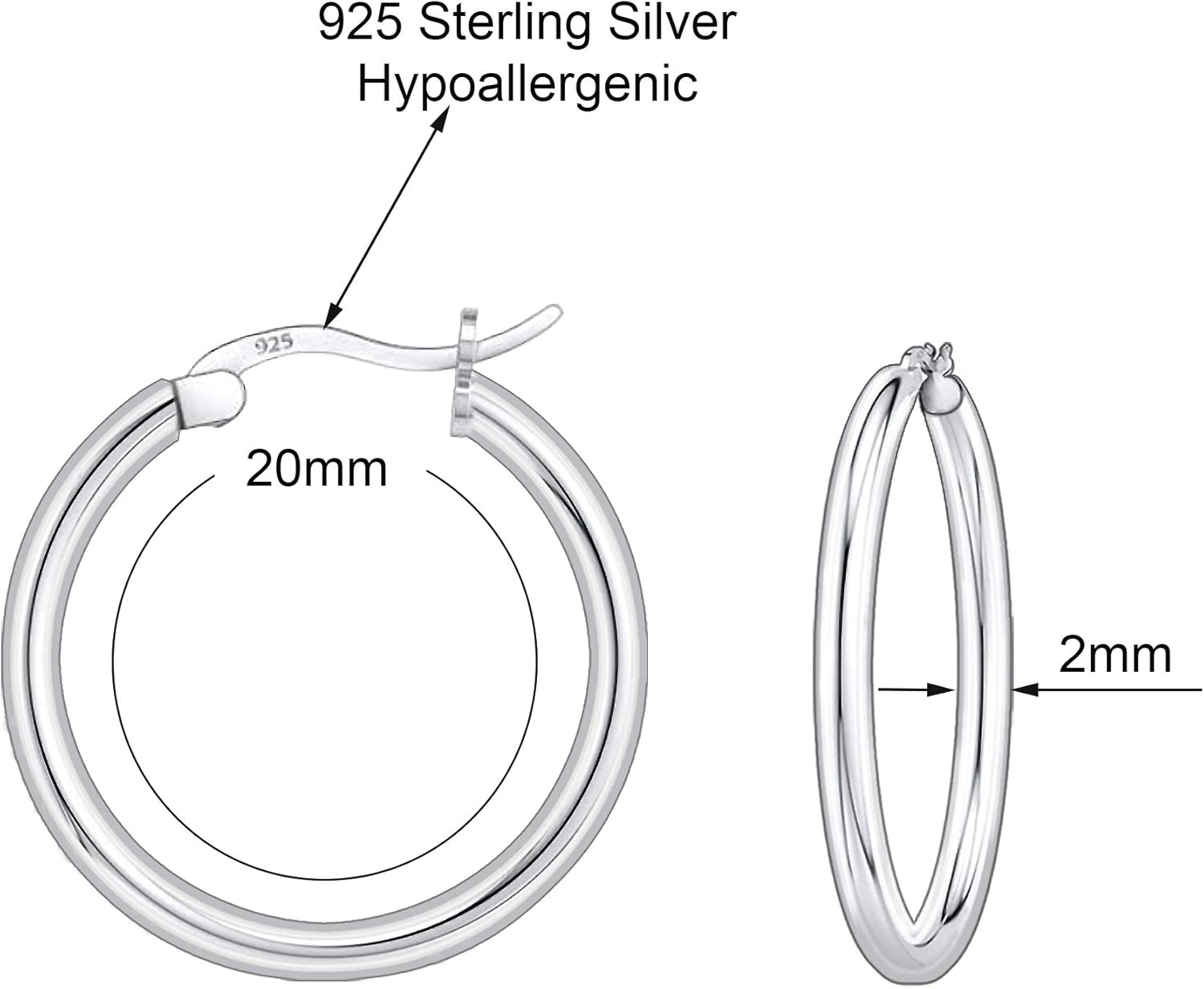 Savlano 925 Sterling silver Round Hoop Earrings for Women & Men Comes in 10MM-25MM - Image 3