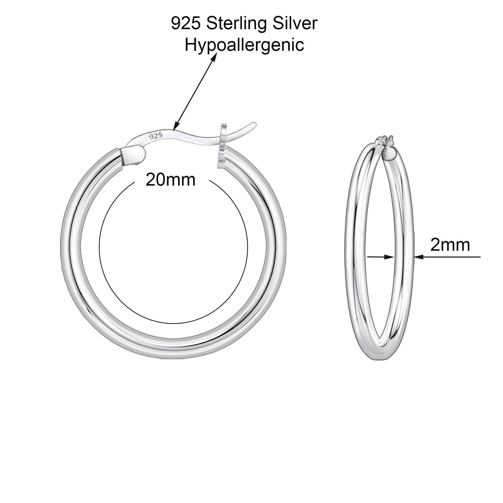 Aretes redondos de plata de ley 925 para mujeres y hombres, vienen en 0.394 a 0.98 pulgadas, Plata de ley, No es una piedra preciosa 3