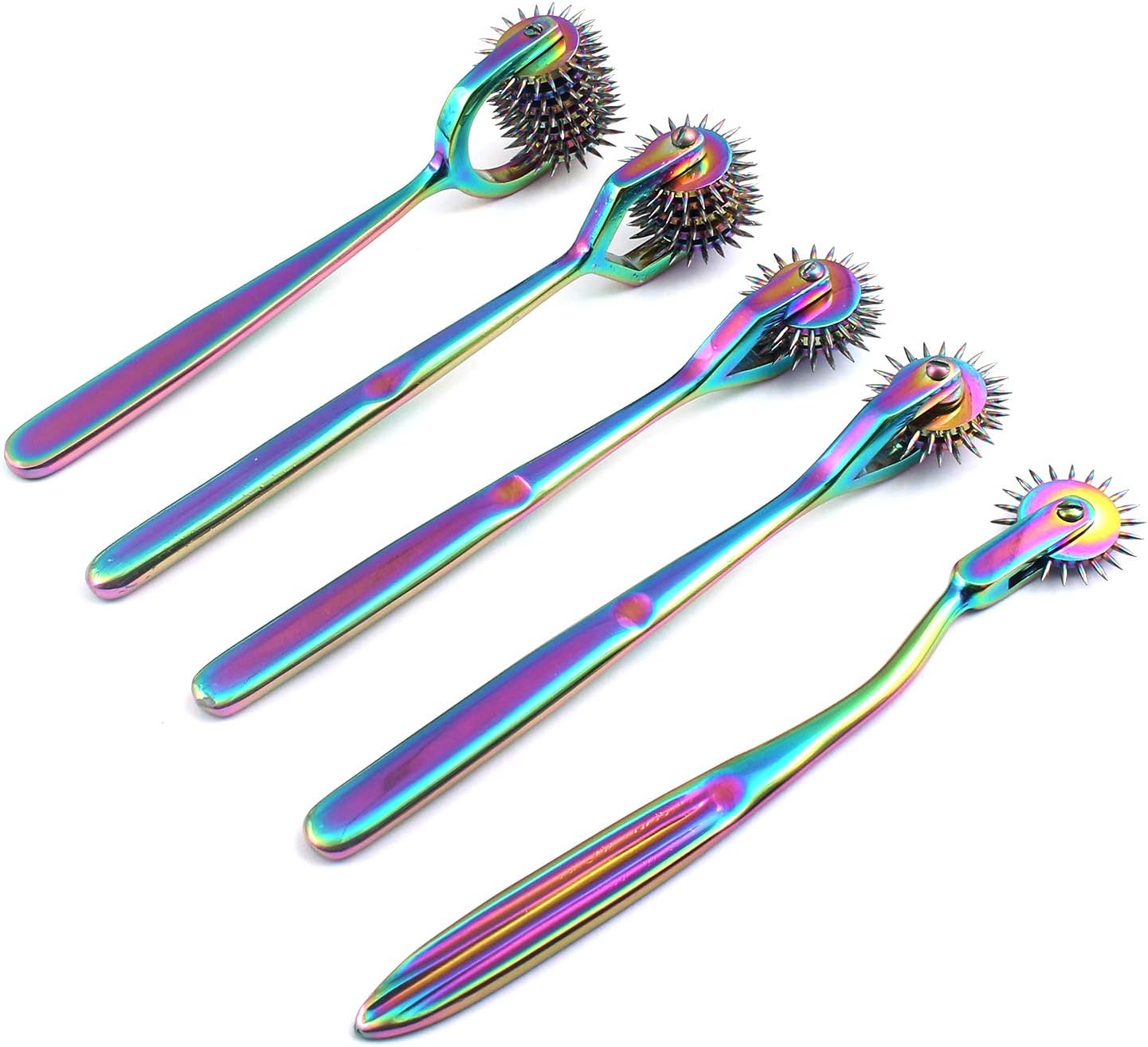 G.S Set of 5 Wartenberg Neurological Pin Wheel Pinwheel 1, 2, 3, 5, 7 Head Diagnostic Multi Color Rainbow