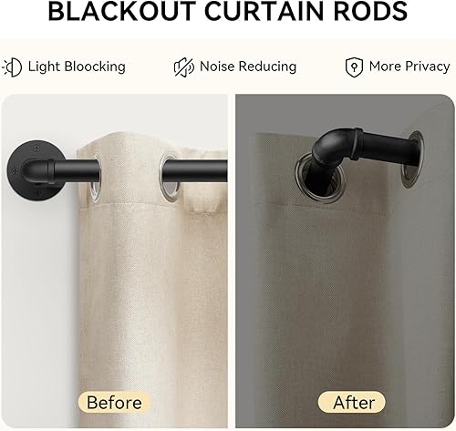 Miniatura 4 de Barras de cortina de 1 pulgada para ventanas de 66 a 120, barra de cortina industrial, barra de cortina negra, barra de cortina para exteriores e