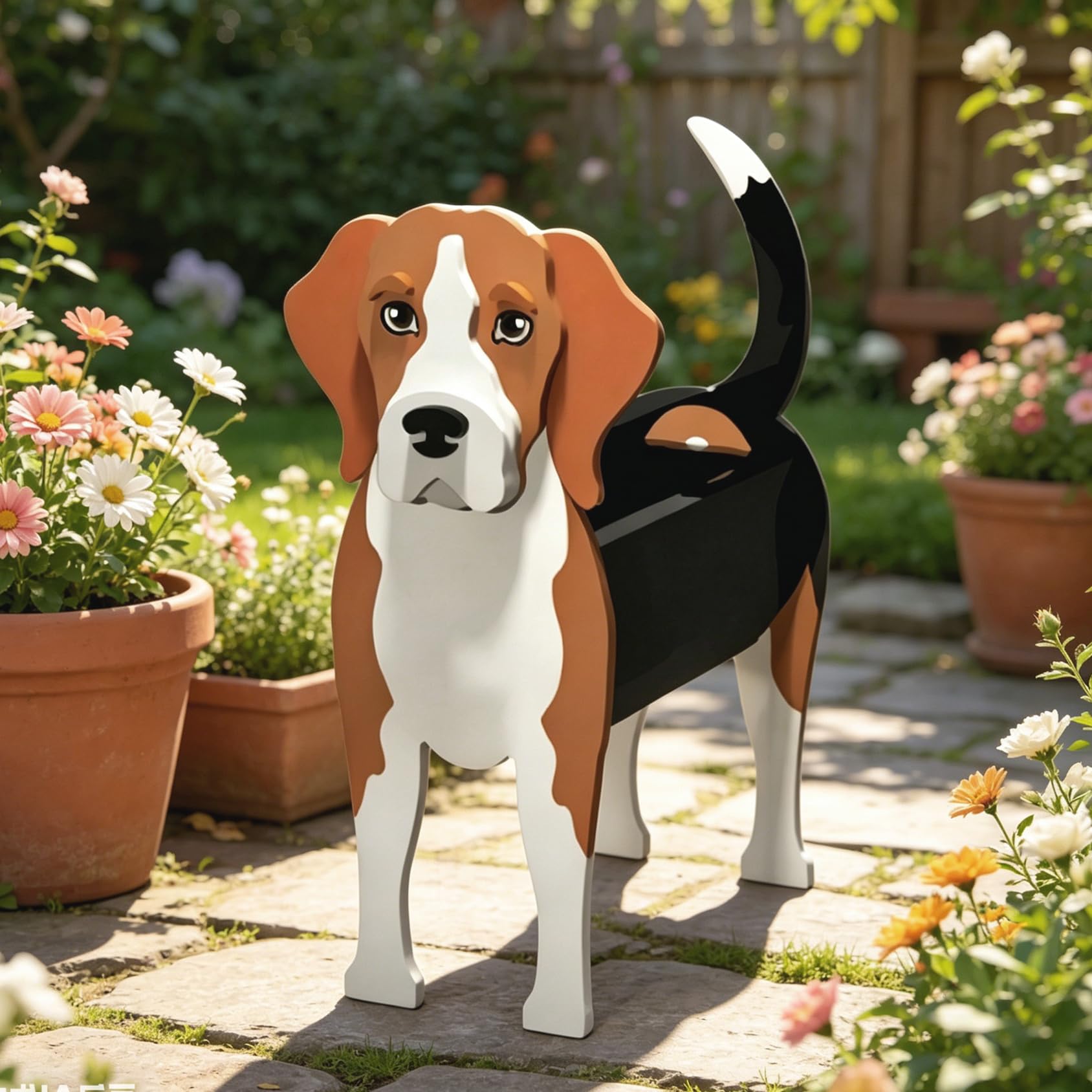 Pot de fleurs beagle : plateau de rangement et déco chambre originale