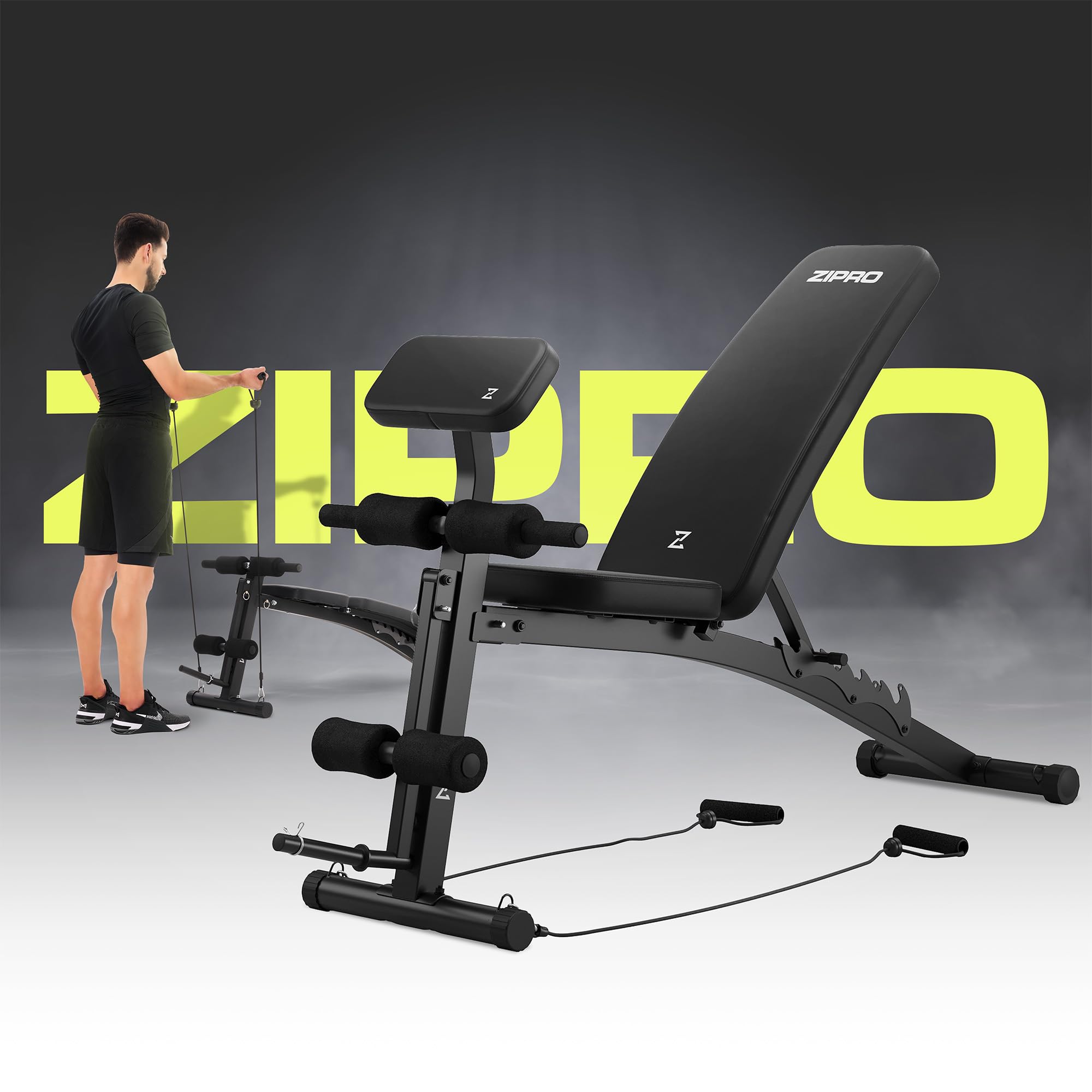 ZIPRO Panca Pieghevole Multifunzionale per Allenamento - Sollevamento Pesi, Fitness, Sit Up - Attrezzi per Casa o Palestra