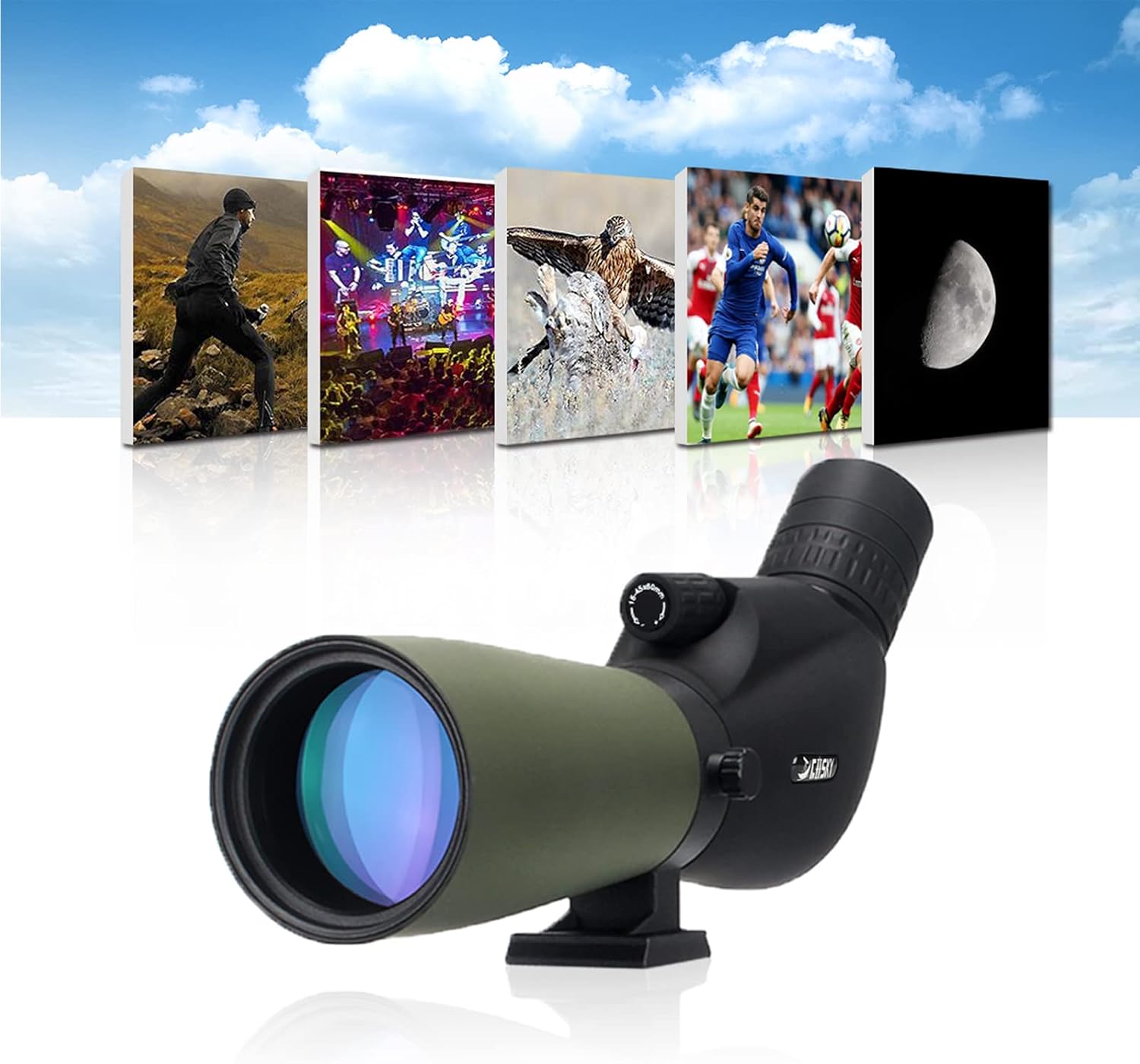 Hot Deals Gosky 20-60x60 Spotting Scope for Target Shooting Bird Watching Wildlife Scenery - New BAK4 Angled Scope with Tripod, Carrying Bag and Smartphone Adapter