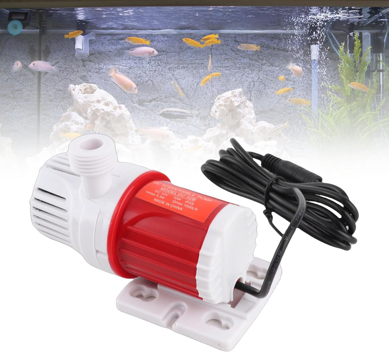 Submersible DC 12V 10W 3.3Meter IPX8 Mini Quiet Pump for Fish Aquariums and Fountains