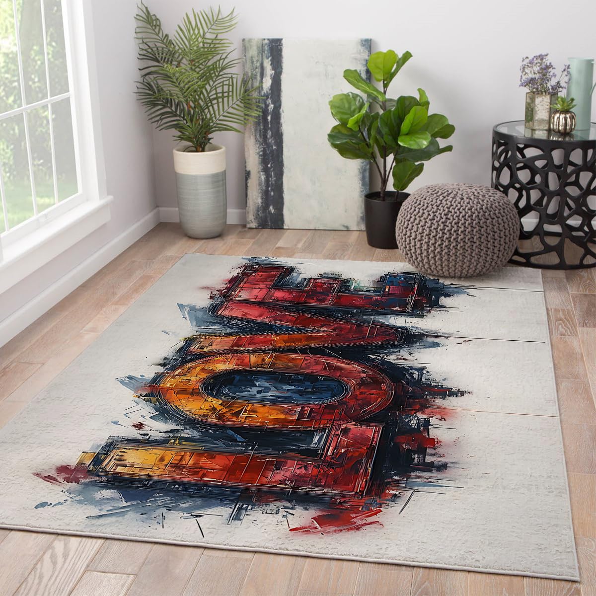 Tapis de Quartier Art Urbain pour dynamiser la décoration de sol d'une chambre d'ado
