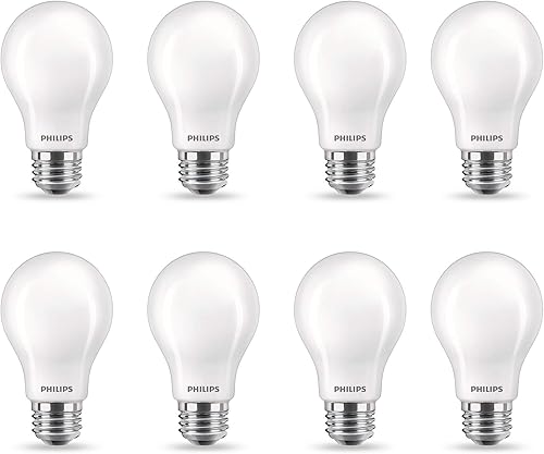 Philips LED Bombilla A19 esmerilada sin parpadeo, tecnología EyeComfort, 450 lúmenes, luz diurna (5000 K), 5 W 40 W, base E26, certificado Título