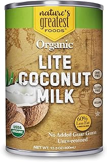 Organic Light Coconut Milk by Nature's Greatest Foods - 13.5 Oz - No Guar Gum, No Preservatives - Gluten Free, Vegan and Kosher- 5-7% Coconut Milk Fat, Unsweetened (12-Pack)