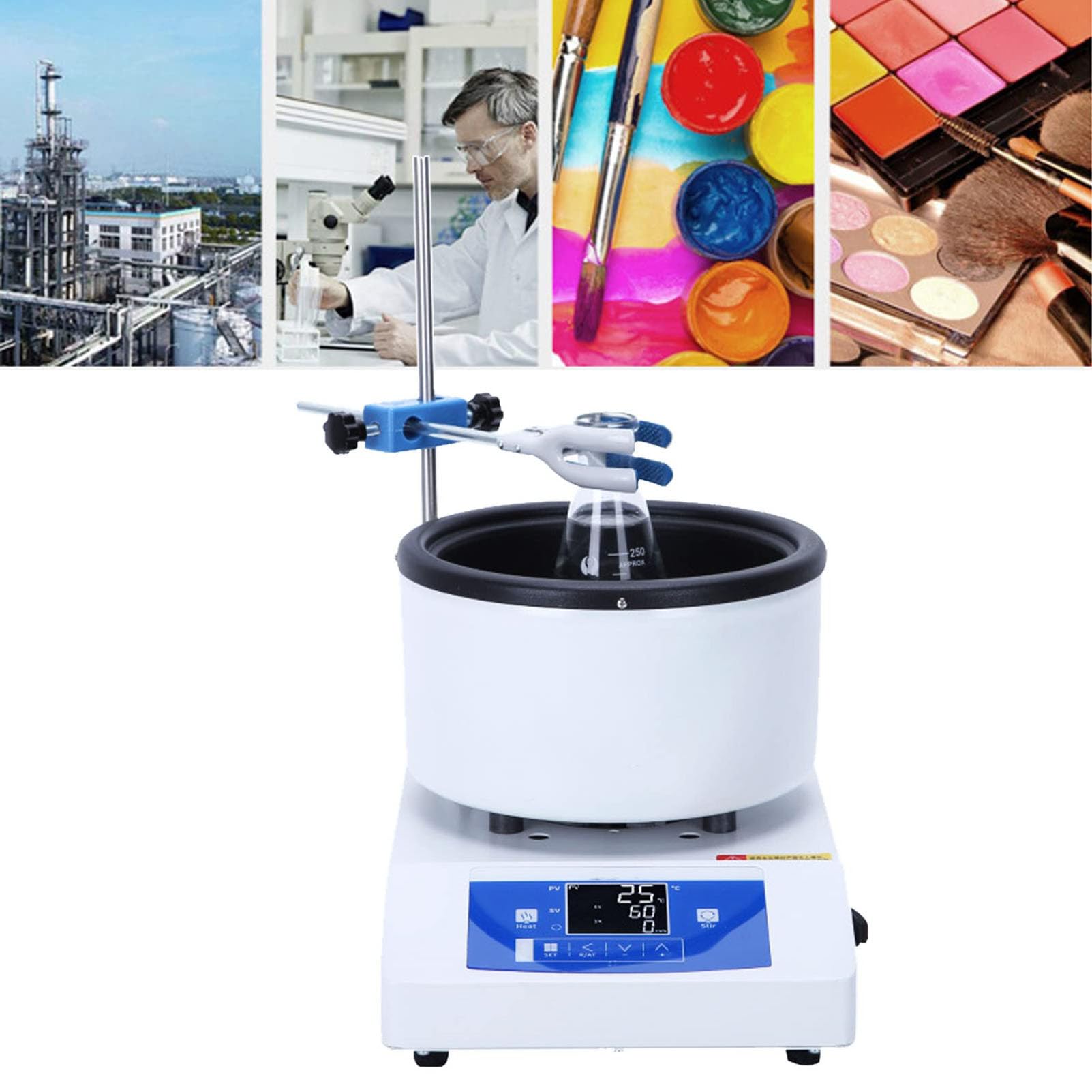Agitador magnético con control digital de temperatura, mezclador de placa caliente de laboratorio para calentamiento constante, mezcla eficiente y homogeneización en aplicaciones de laboratorio