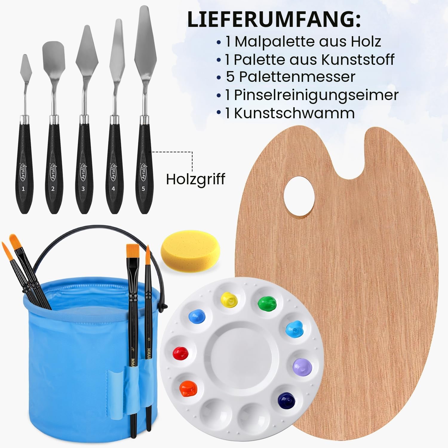 66-teiliges Acrylmalset mit Tischstaffelei, 32 Acrylfarben (je 22 ml), Pinselset mit Etui, Leinwänden – Komplettes Künstlerbedarfset für Erwachsene, Künstler und Anfänger