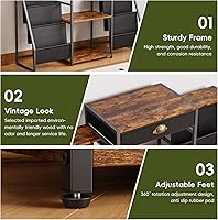 Vista 6 de Record Player Stand with Vinyl Storage – Record Table with Holder,6-Bin Vinyl Storage Rack & Drawer, Dual Side Display Shelves,Holds 200+
