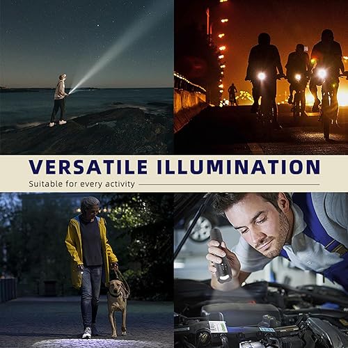 Miniatura 5 de Paquete de 6 linternas LED recargables, mini linternas de camping superbrillantes pequeñas con haz zoomable, práctica carga USB C para camping,