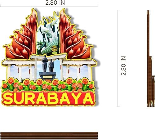 Miniatura 3 de Surabaya Indonesia - Imán de madera 3D para nevera, recuerdos coleccionables, decoración hecha a mano para manualidades