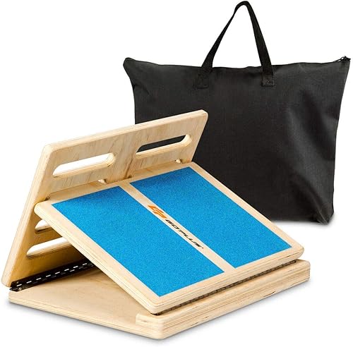 GOPLUS Tabla inclinada de madera, ajustable en 4 niveles, con bisagra giratoria y superficie antideslizante, capacidad de peso de 350 libras, tabla