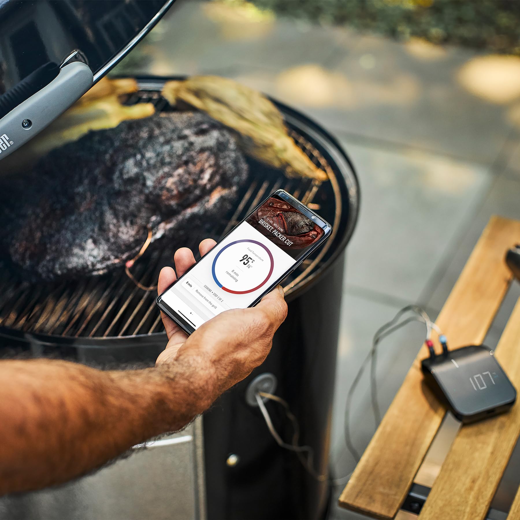 Weber Connect Smart Grilling Hub, termómetro inteligente con Bluetooth y WLAN, control en el dispositivo o mediante la aplicación, instrucciones paso a paso y recetas, hasta 4 sondas - Negro (3202)