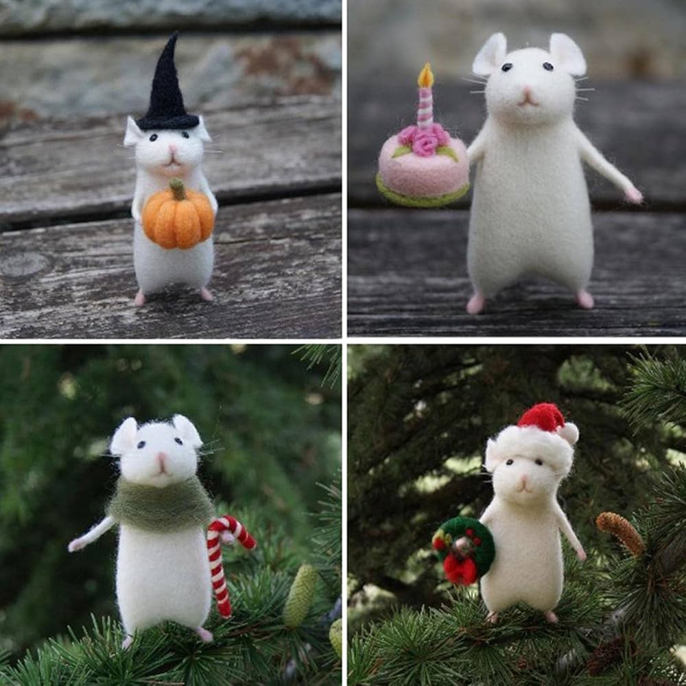 Needle felted mouse christmas ornaments Clearance
