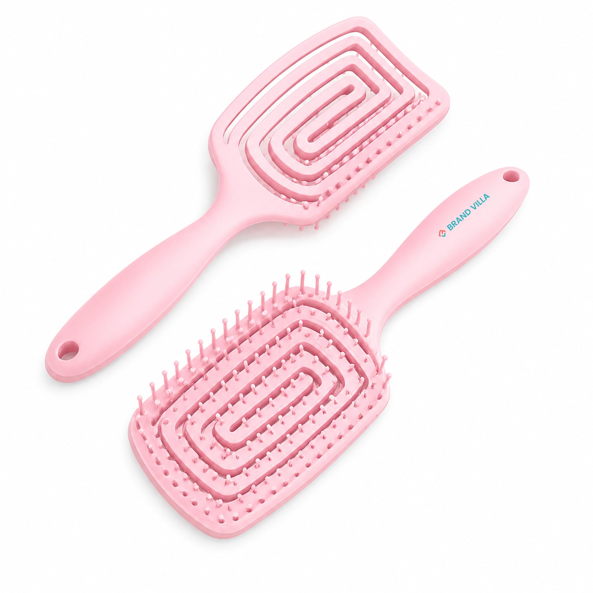 BRAND VILLA Detangling Hair Brush for Women & Men | Anti Hair Fall Comb for Wet & Dry Hair | Flexible Vent Paddle Brush with Scalp Massager | Frizz Control for Curly, Straight, Thick, Long & Wavy Hair (Pink)-picture-52