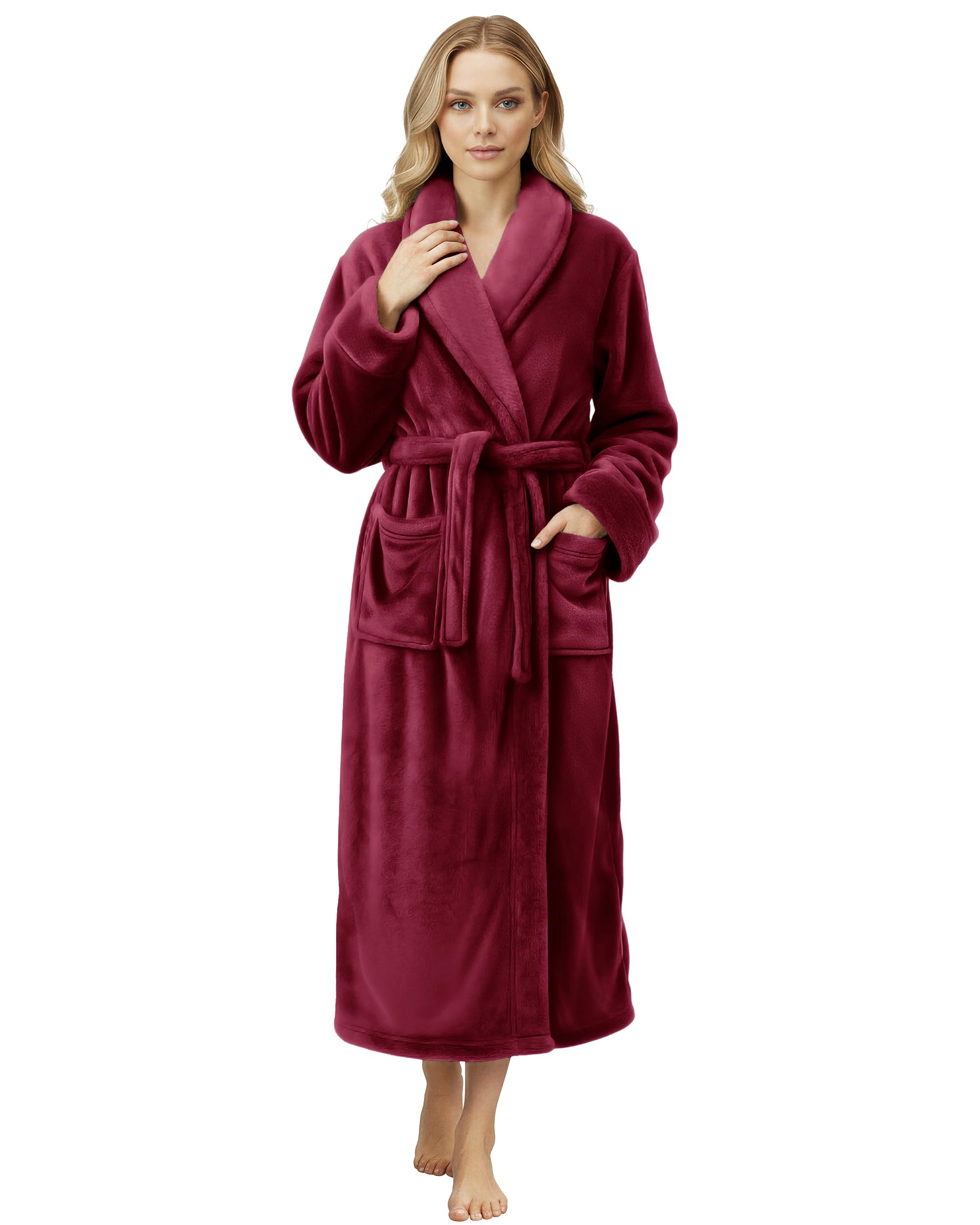 NY Threads Premium Womens Robe, Plush Fleece Long Bath Robe for Women, Fluffy Soft Women's Bathrobe