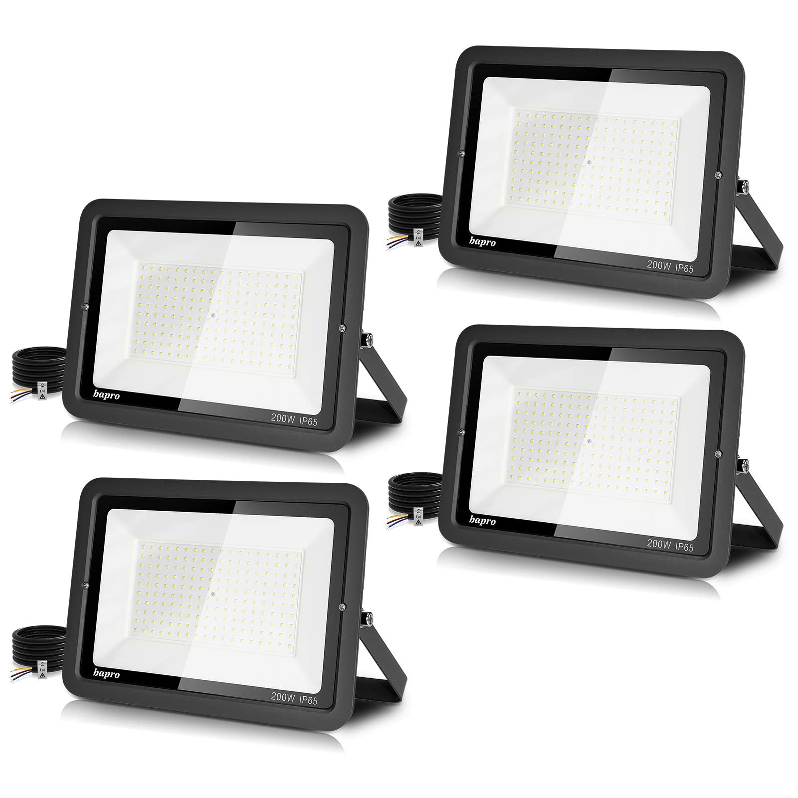 loyal 4 Stücke LED Strahler Außen 200W, 20000LM Superhell Strahler Innen, Warmweiß 3000K Fluter Aussen, IP65 Wasserdicht Scheinwerfer, Baustrahler für Garage, Hotel, Gärten