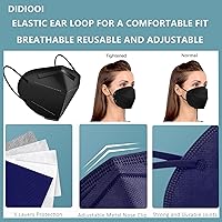 Vista 5 de 50 máscaras faciales de 5 capas de seguridad contra el polvo, transpirables y cómodas, desechables, máscara de protección respiradora