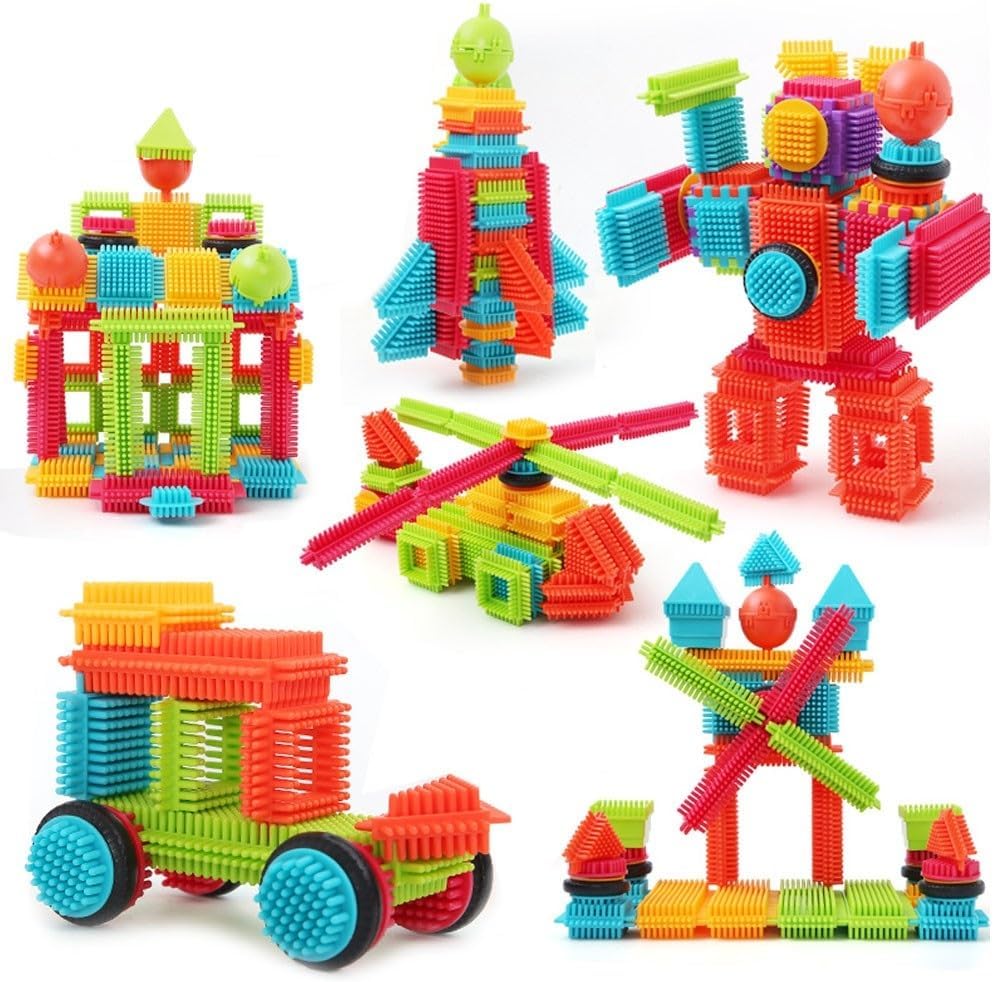 BACIVIC Children Building Blocks Toy, 100 Pcs Hedgehog Blocks Set Toddlers Educational Building Creative Toys with Bucket for Boys Girls Learning Cognition, Build Wonderful Blocks World