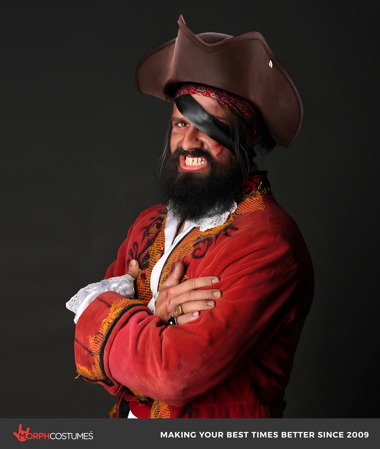 Nicky Bigs Novelties Morph Pirate Hat For Women Men Colonial Three Cornered Tricorn Hat Adult Buccaneer Costume Accessories