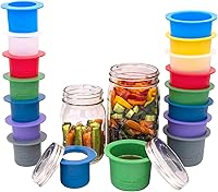 Vista 3 de Mason Jar Lifestyle Taza divisora para ensaladas, salsas y aperitivos. Contenedor de almuerzo Bento sin plástico (boca regular, verde hoja)