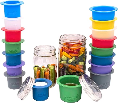 Miniatura 5 de Mason Jar Lifestyle Taza divisora para ensaladas, salsas y aperitivos. Contenedor de almuerzo Bento sin plástico. (Boca ancha, verde hoja)