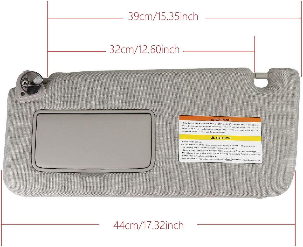 Gray Left Driver Sun Visor for Infiniti QX56 QX80 964011LA3D 96401-1LA3D 2011-2016