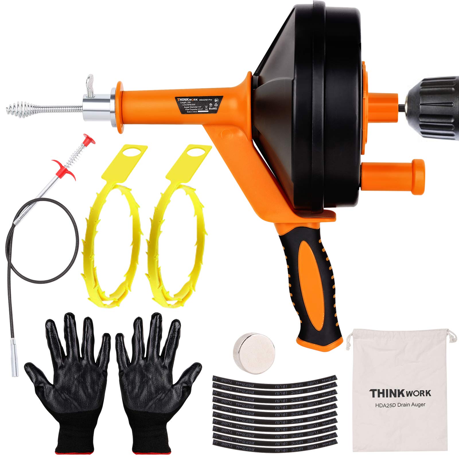 Buy THINKWORK 25 Ft Plumbing Snake Sink Drain Auger,Professional Sink