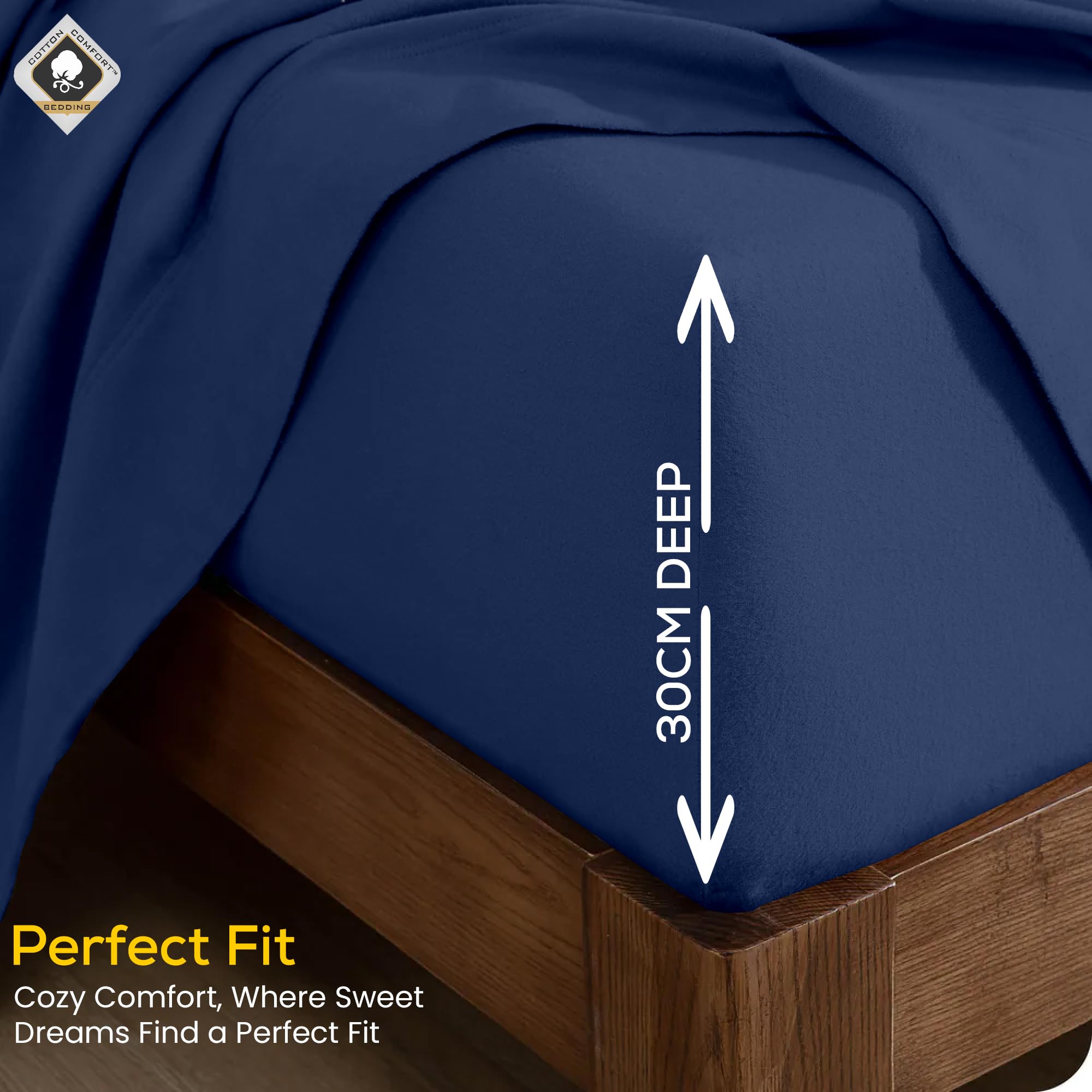 Cotton Comfort Bedding 100% Brushed Cotton Flannelette Fitted Sheet Small Double, Soft Warm Deep Fit Bed Sheet - Image 3