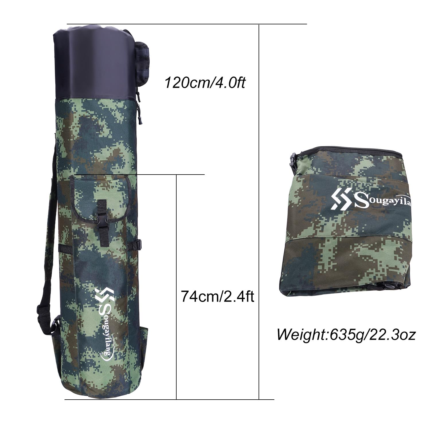 Sougayilang Torba wędkarska, torba wędkarska, walizka wędkarska, ruchoma torba składana, 120 cm, prezent dla ojca MC