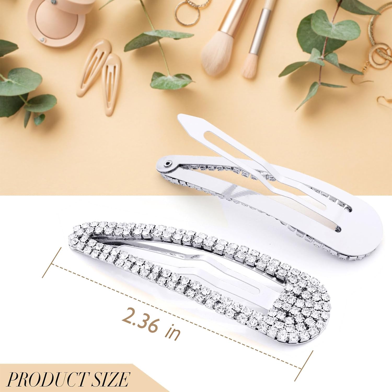 KANPRINCESS Hair Clip, 2Pcs 2.4Inch Rhinestone, Silver, Hair Barrettes for Women Girls Bridal, Wedding, Party, Prom