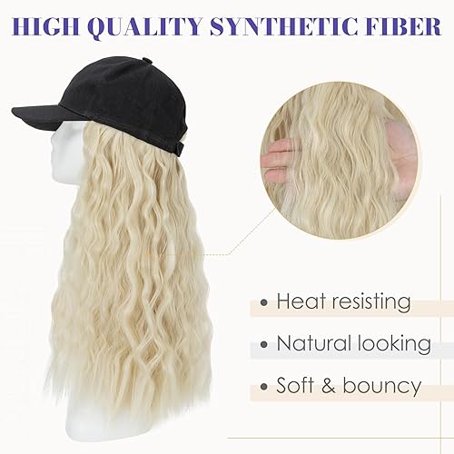 Miniatura 79 de Hairro Cap with Hair Attached For Women Wig Hat with Hair Short Bob style Synthetic Wavy Curly Adjustable Ball Cap Wiggy Hair Extensions 8" 180g #1
