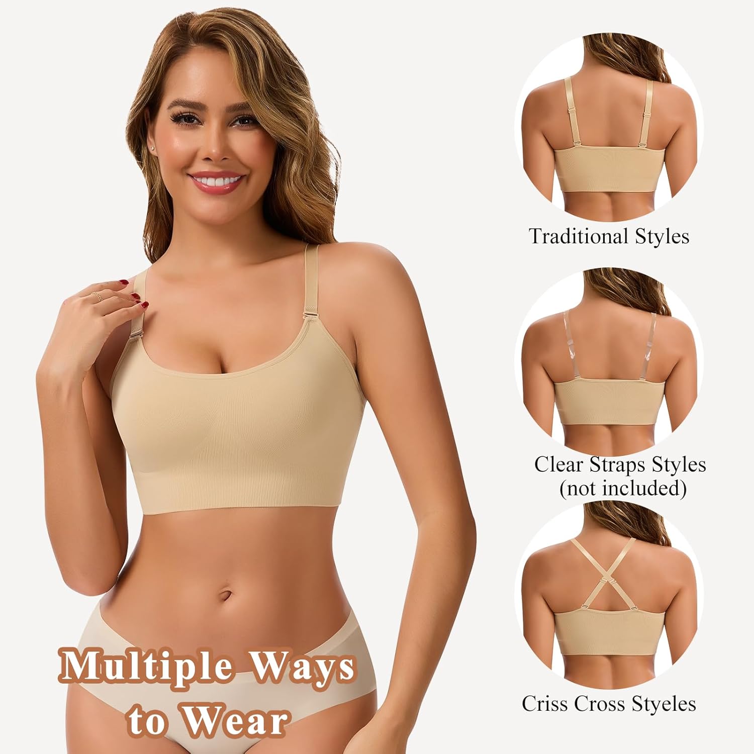 JOYSHPER Womens Wireless Bralettes Cami Bras Invisible No Underwire No Padding Bra Adjustable Soft Everyday Bras - Image 4