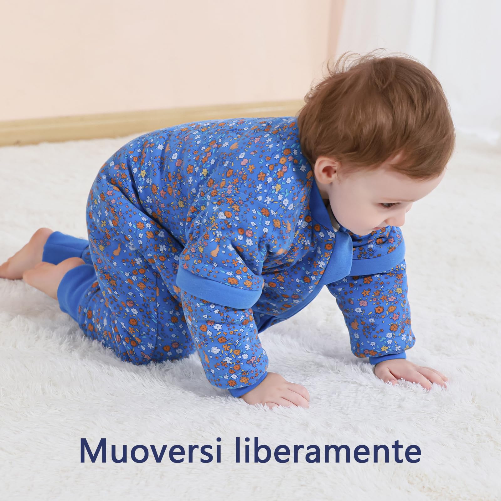 Mosebears Sacco nanna per bambino con gambe Sacco nanna per bambini foderato in caldo invernale con maniche staccabili, pigiama unisex per bambina