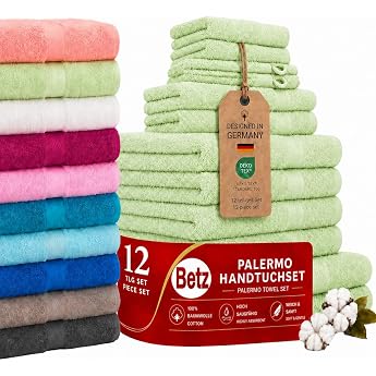 Betz Palermo Towel Set Palermo Towel Set 100% Cotton 2 Bath Towels 4 Hand Towels 2 Guest Towels 2 Washcloths 2 Wash Mitts Green