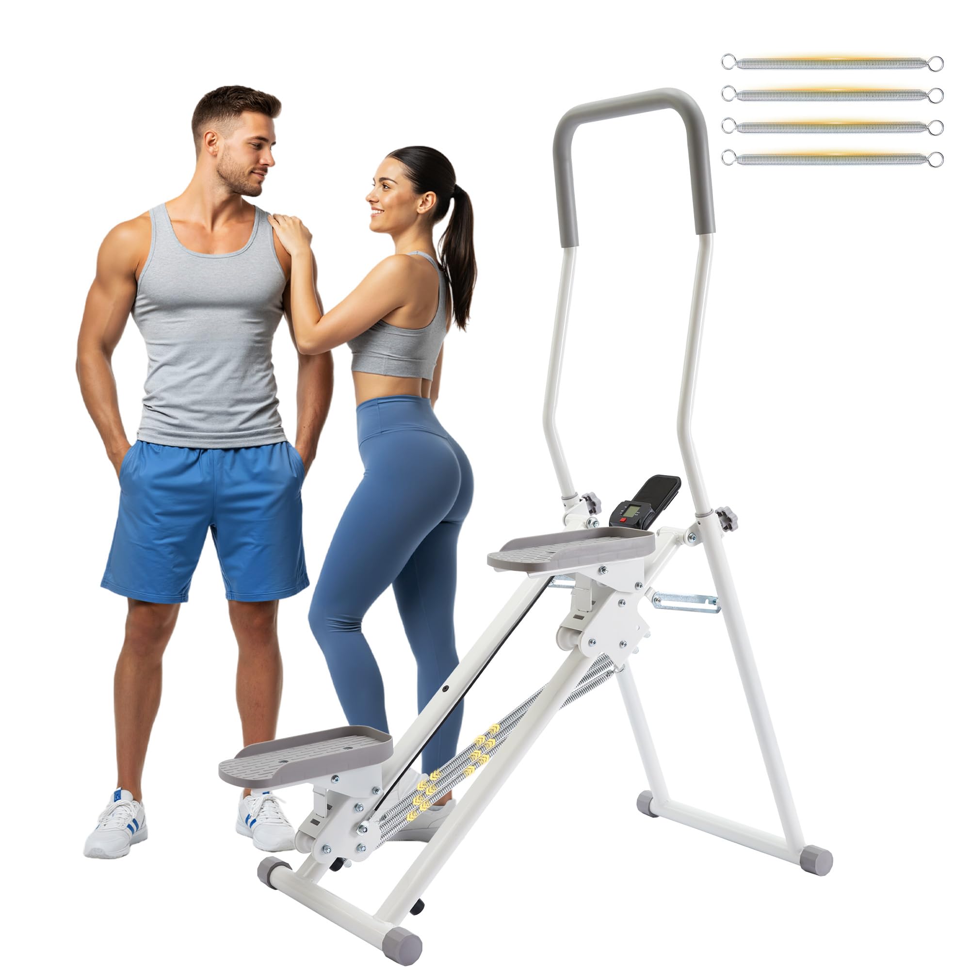 Stair Stepper for Home Gym, Foldable Vertical Climber Workout Machine, 3 Levels of Adjustable Resistance, 300 lbs Capacity Cardio Machine, LCD Monitor, Extended and Widened Anti-Slip footrests
