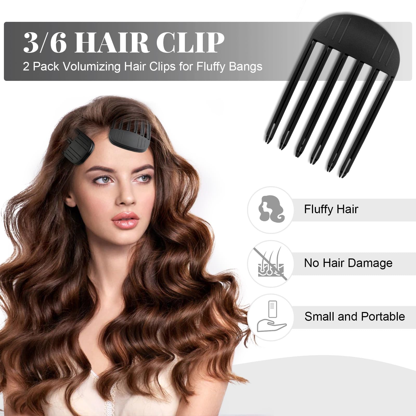 Clip Del Volume Della Radice,4 pezzi clip per radice capelli,Clip per Capelli per Sollevamento Radice,Volume per l'attaccatura dei capelli,Pettine Per Radici Volume Dei Capelli Ricci (Nero)