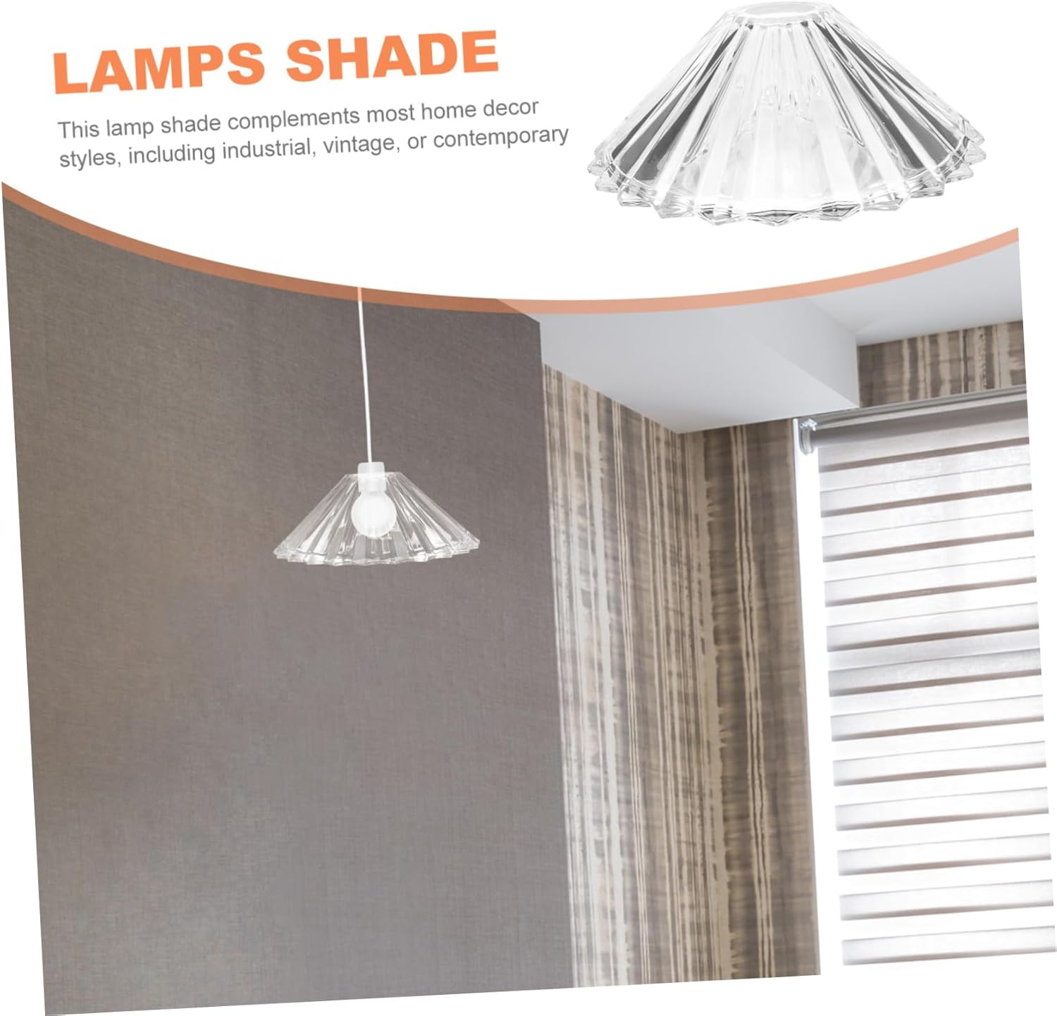 Operitacx Medium Base Glass Pendant Light Shade with Stripe Pattern Ceiling Lamp Cover for Kitchen Bedroom Bathroom Office Easy to Install Replacement Lampshade for Bare Bulb Fixtures
