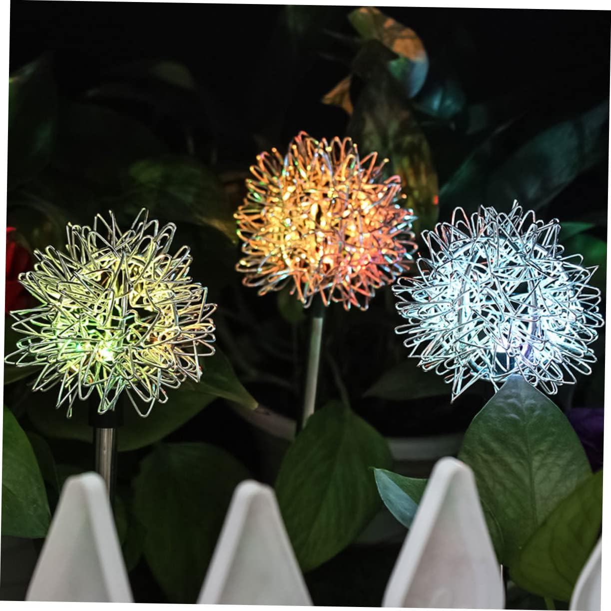Abaodam Dandelion Solar Garden Lights 4-Pack LED Pathway Decorative Lights for Outdoor Yard Waterproof Flower Design Color Changing Features