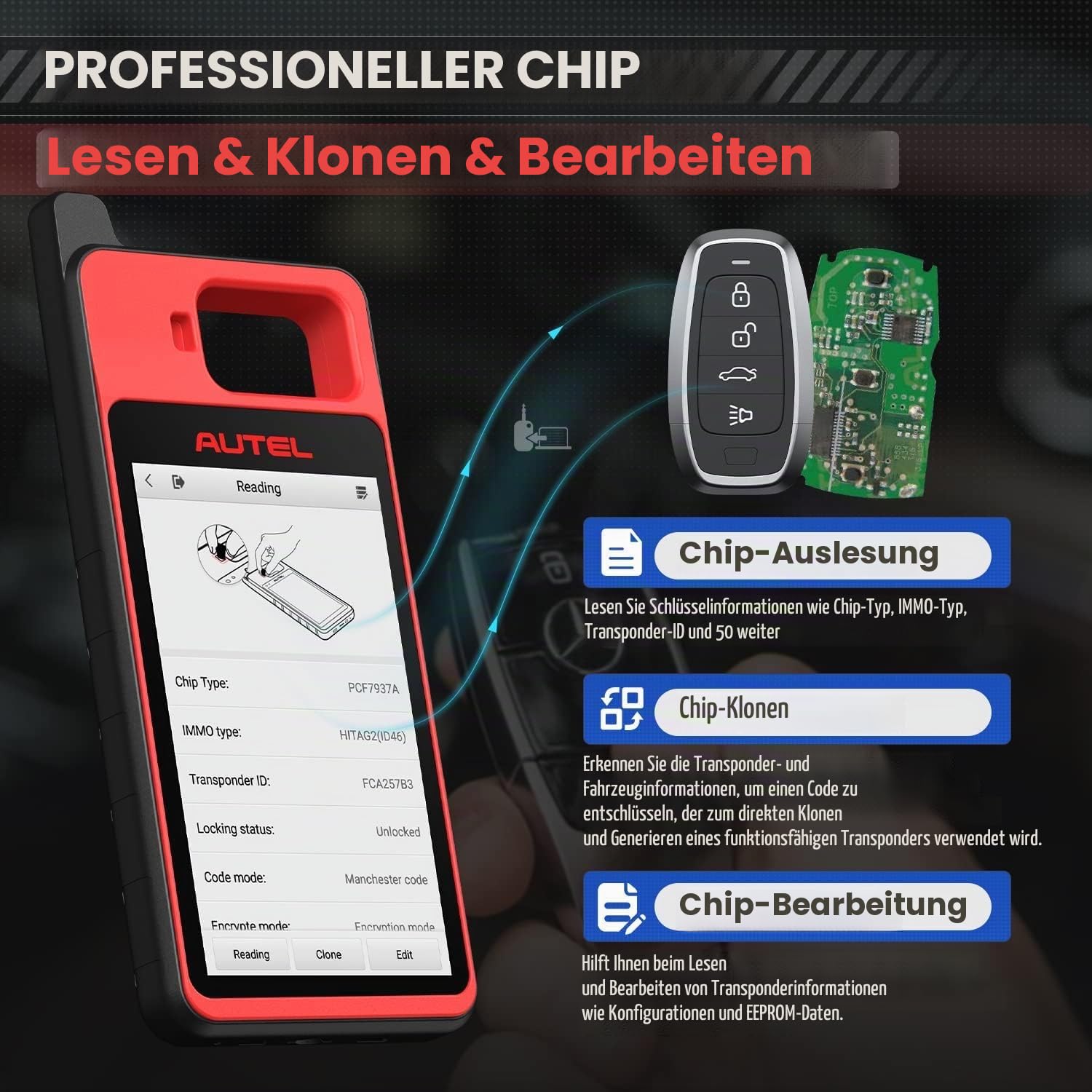 Autel Diagnosegerät MaxiIM KM100 (X) Schlüssel Programmieren Gerät, 2026, Dasselbe wie Schlüssel Programmierer KM100 KM100E, OBD Lernen, APB112 Integriert, Car Scan Tool Lite von IM508S IM608 PRO 2