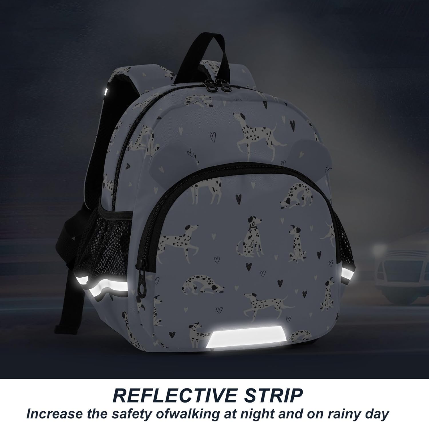 Kids Funny Dalmatian Dogs Backpack Leash Preschool Backpack Small Toddler Backpacks for Girls Boys 3-6 Anti-Lost Baby Harness M