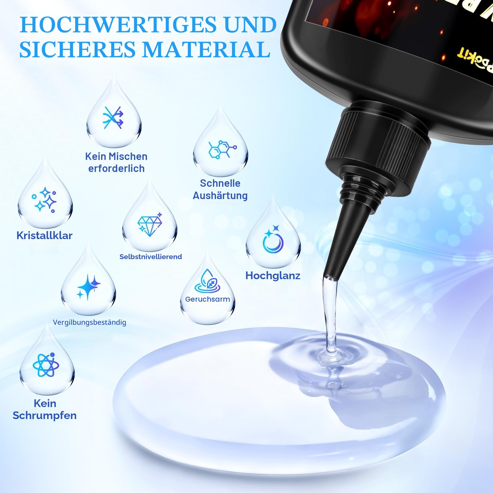 UPDOKIT UV Harz Set mit UV Lampe und Formen, Schmuckherstellungsset mit 250 g kristallklarem UV-Harz, Komplettset für Anfänger & Profis,Ideal für DIY Schmuck und Schlüsselanhänger