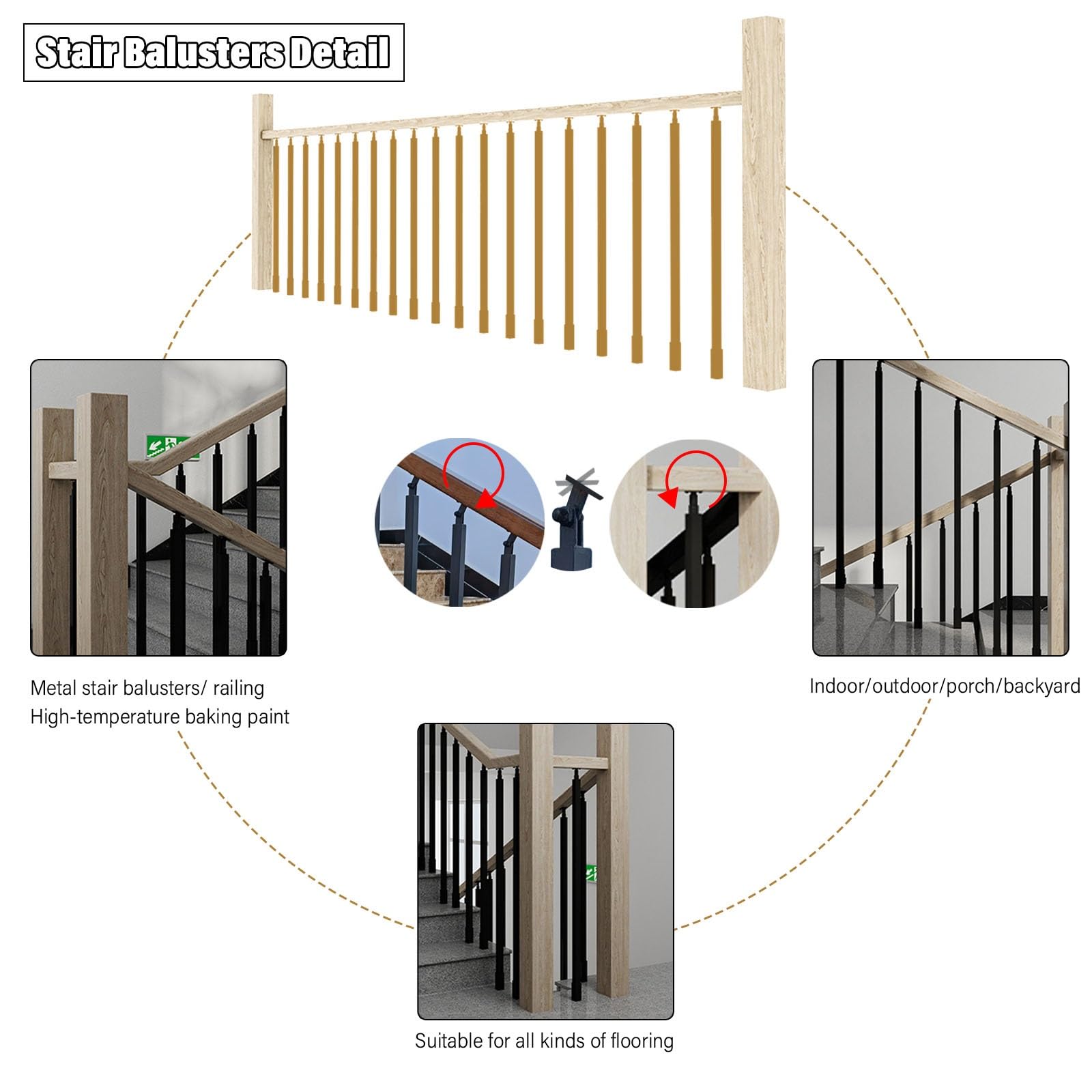 Amazon.co.jp: 手すり てすり 手摺 76 91 99 115 129 CM 金属製バラ